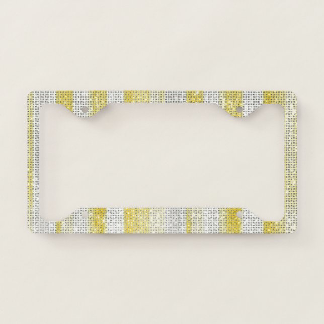 Sunny Yellow Stripes Sparkle License Plate Frame (Front)
