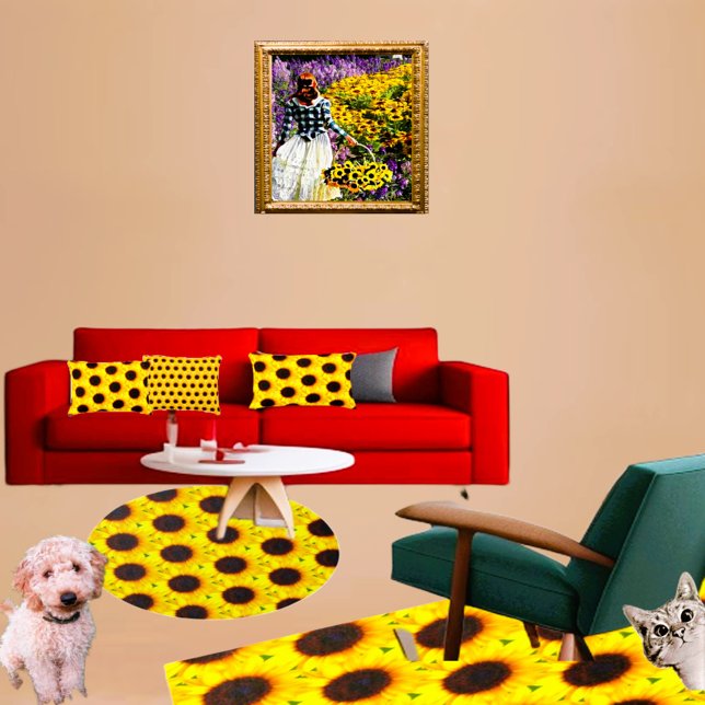 Sunny Yellow Sunflower  Outdoor Rug (Matching Sunflower Pillows & Rugs available in store.)