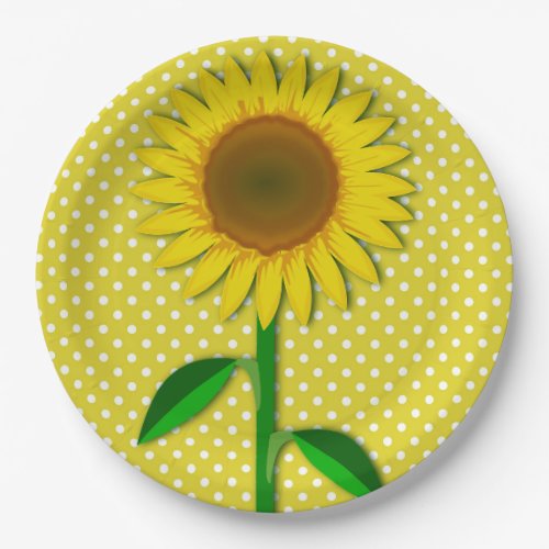 Sunny Yellow Sunflower Paper Plate