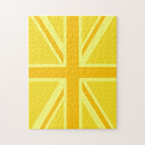 Sunny Yellow Union Jack British Flag Decor Jigsaw Puzzle