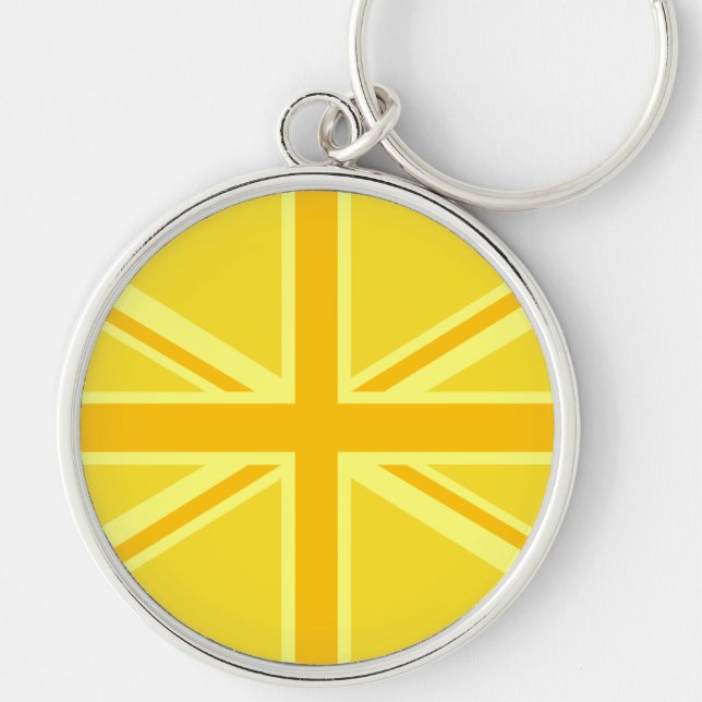 Sunny Yellow Union Jack British Flag Decor Keychain (Front)