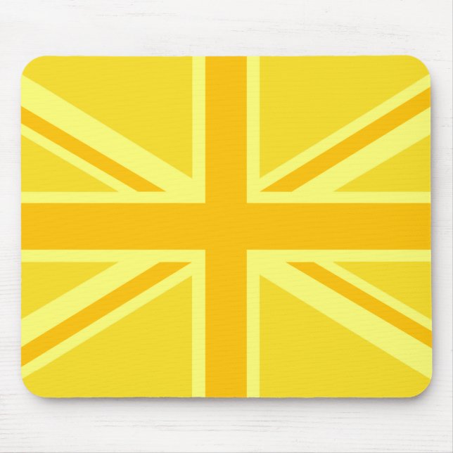 Sunny Yellow Union Jack British Flag Decor Mouse Pad (Front)