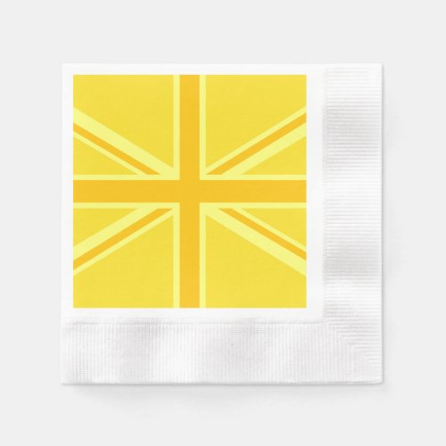 Sunny Yellow Union Jack British Flag Decor Napkins
