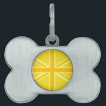 Sunny Yellow Union Jack British Flag Decor Pet ID Tag<br><div class="desc">A vibrant golden yellow accent Union Jack British Flag decor all over motif. A design statement that is sure to make an impression on formal and casual occasions as well. A great last minute gift for yourself or for someone special on your list. Use the "Ask this Designer" link to...</div>