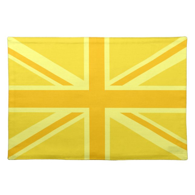 Sunny Yellow Union Jack British Flag Decor Placemat (Front)