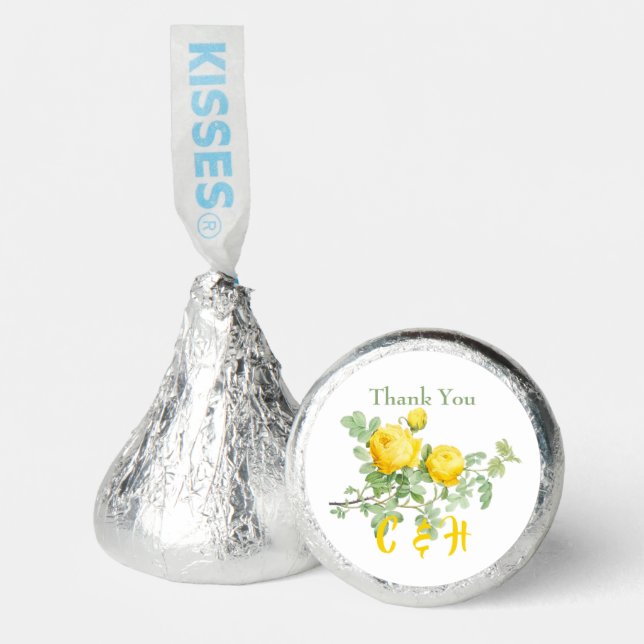 Sunny Yellow Vintage Roses Elegant Hershey®'s Kisses® (Front)