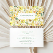 Sunny Yellow Watercolor Floral Business Card