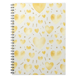 Sunny Yellow Watercolor Hearts Notebook