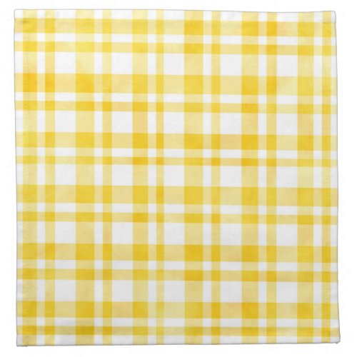 Sunny Yellow Watercolor Plaid Cloth Napkin