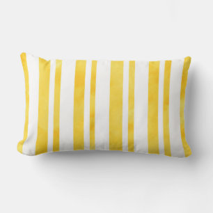 Sunny Yellow Watercolor Stripes Lumbar Pillow