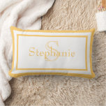 Sunny Yellow/ White Monogram Name Keepsake Pillow