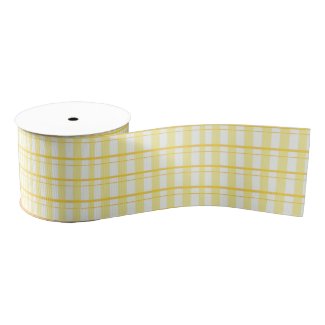 Sunny Yellow & White Plaid 3" Grosgrain Ribbon