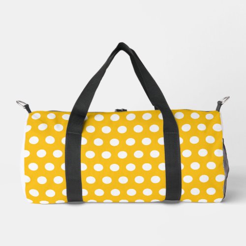 Sunny Yellow White Polka Dot Pattern Art Duffle Bag