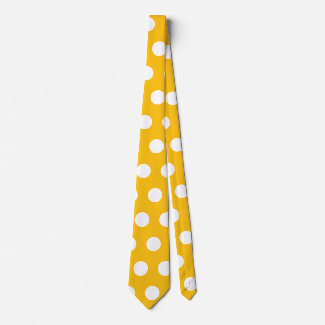 Sunny Yellow White Polka Dot Pattern Art Neck Tie (Front)