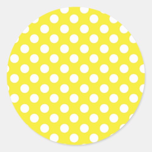 Sunny Yellow  White Polka Dots Birthday Party Classic Round Sticker