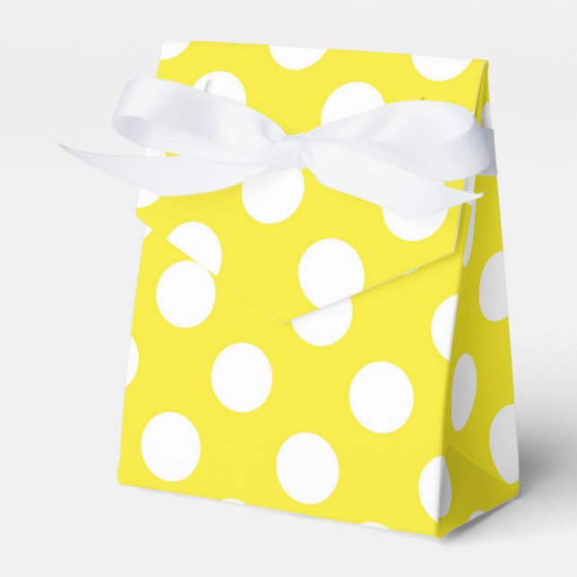 Sunny Yellow & White Polka Dots Birthday Party Favor Boxes (Front Side)