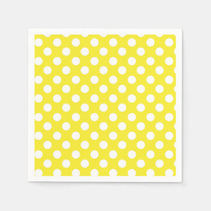 Sunny Yellow & White Polka Dots Birthday Party Napkins