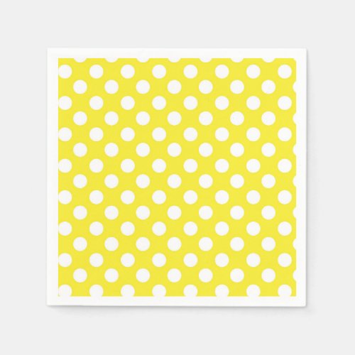 Sunny Yellow  White Polka Dots Birthday Party Napkins