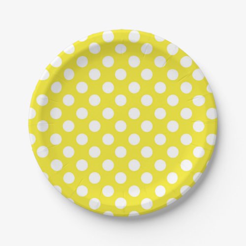 Sunny Yellow  White Polka Dots Birthday Party Paper Plates