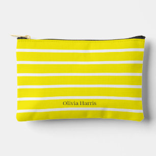 Sunny Yellow & White Stripe Travel & Make Up Bag
