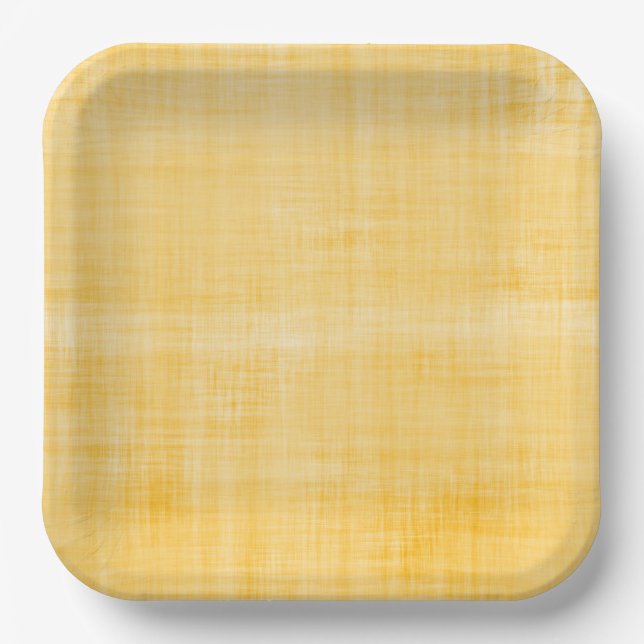 Sunny Yellow Whitewash Linen Party Timeless Paper Plates (Front)