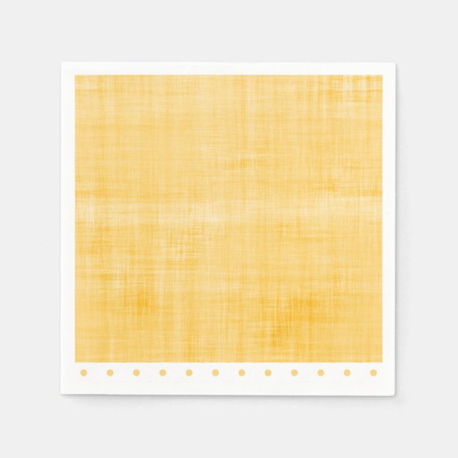 Sunny Yellow Whitewash Linen Polkadots Party Napkins (Front)