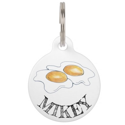 Sunnyside Up Fried Breakfast Eggs Sunny Side Egg Pet Name Tag