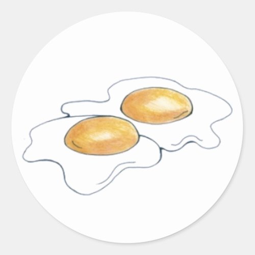 Sunnyside Up Fried Egg Poached Eggs Breakfast Food Classic Round Sticker