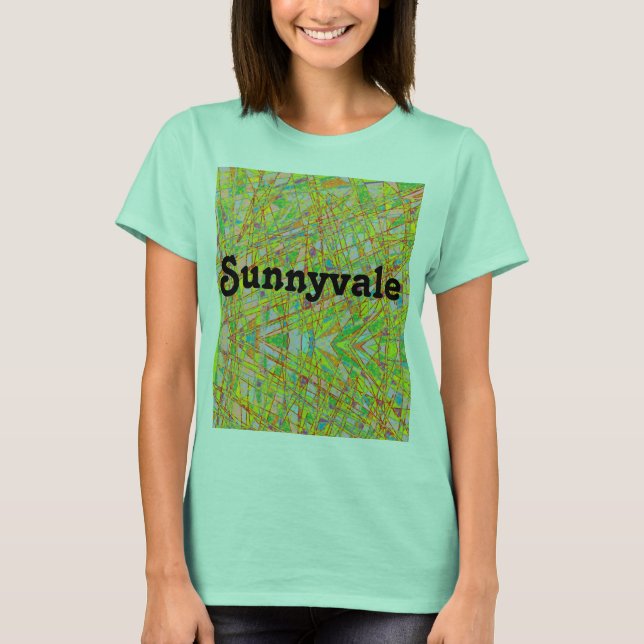 Sunnyvale with abstract art and retro lettering T-Shirt (Front)