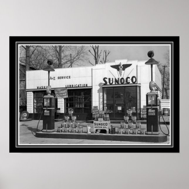 Sunoco Gas Station Black & White Print 13 x 19 (Front)