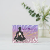 Sunrays Yoga Silhouette with Logo Business Card (Standing Front)