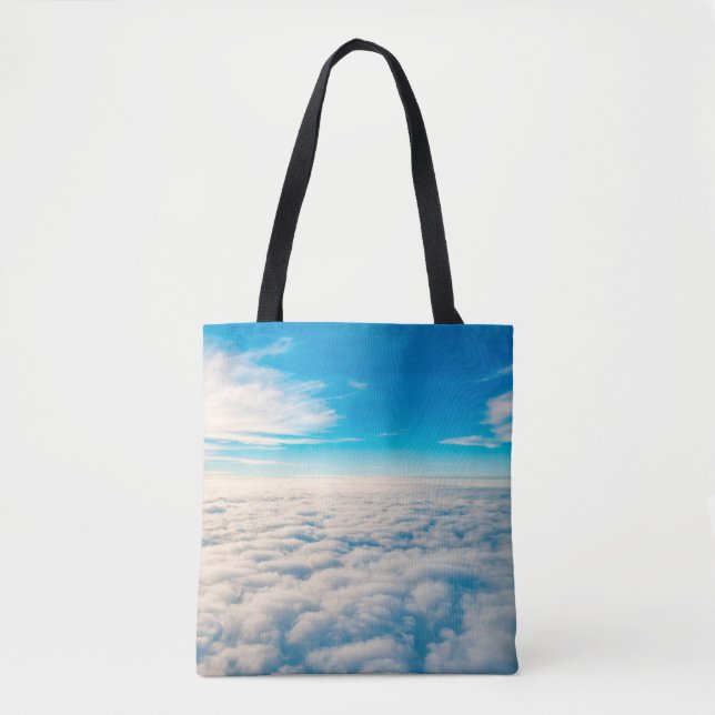 Sunrise above clouds from airplane window tote bag (Front)
