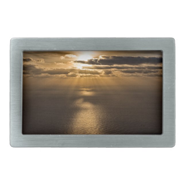 Sunrise above the Atlantic ocean Rectangular Belt Buckle (Front)
