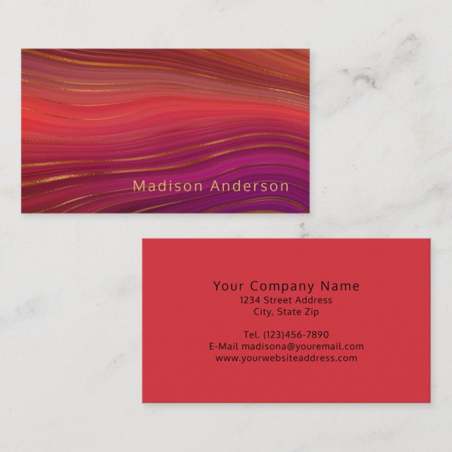 Sunrise Abstract Marble Agate Pattern Business Card (Front/Back)