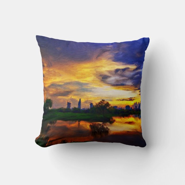 Sunrise | Abstract painting Throw Pillow (Front)