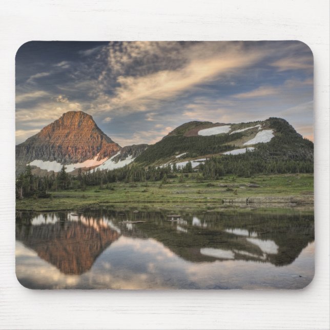 Sunrise and reflection, Glacier National Park, Mouse Pad (Front)