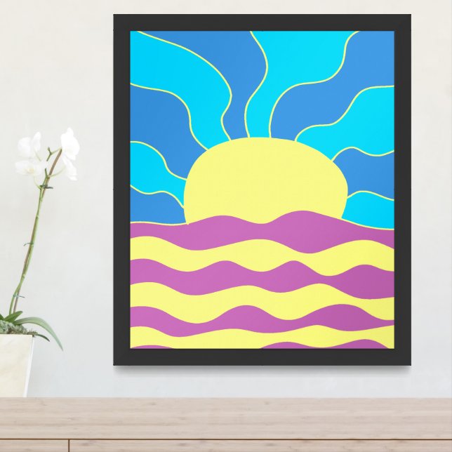 Sunrise and Waves Abstract Art Framed Art (Entryway)