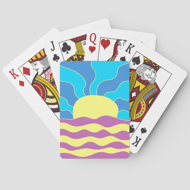 Sunrise and Waves Abstract Art Poker Cards (Back)