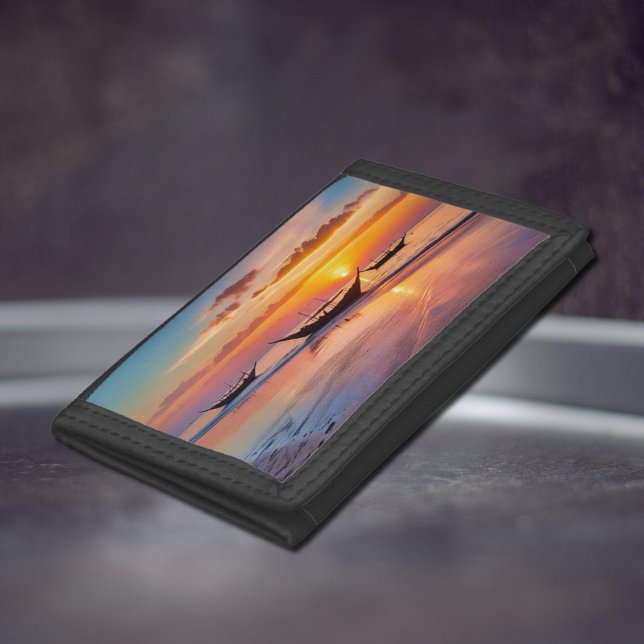 Sunrise at Al Wakrah Beach –   Qatar Trifold Wallet (Creator Uploaded)