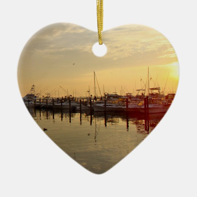 Sunrise at Atlantic Highlands New Jersey Ceramic Ornament (Front)
