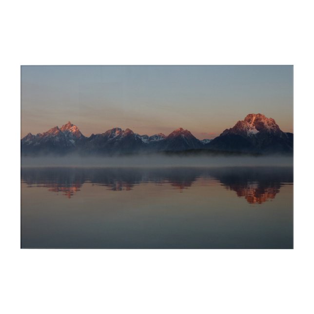 Sunrise at Jackson Dam Grand Teton National Park Acrylic Print (Front)