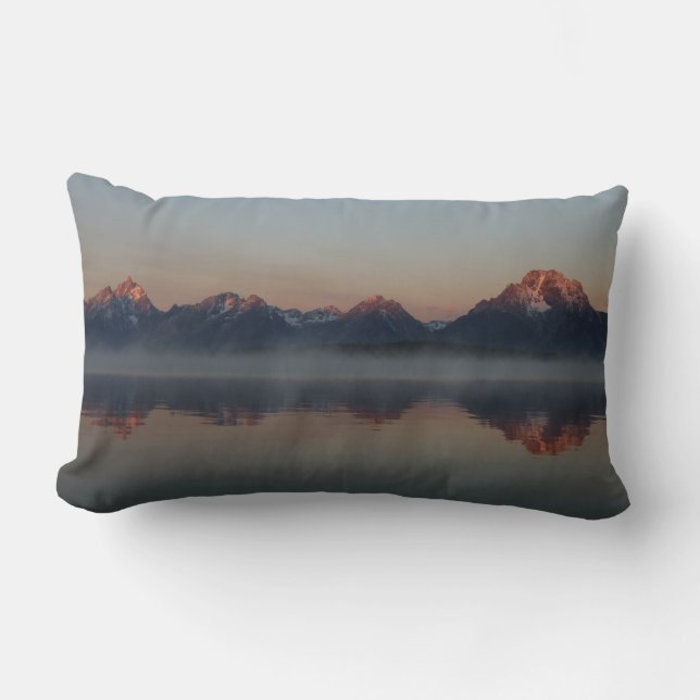 Sunrise at Jackson Dam Grand Teton National Park Lumbar Pillow (Front)