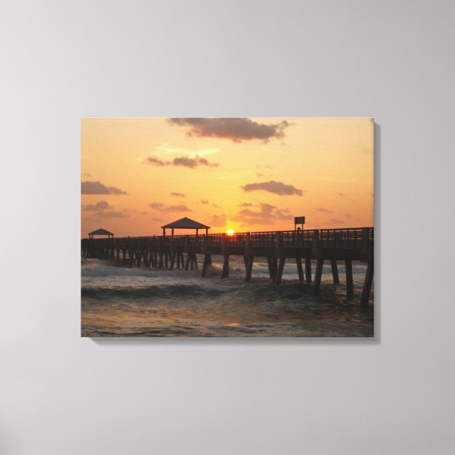 Sunrise at Juno Beach Pier Canvas Print (Front)