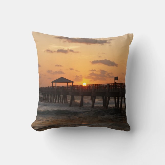 Sunrise at Juno Beach Throw Pillow (Front)