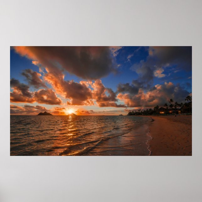 Sunrise At Mokulua Island Poster (Front)