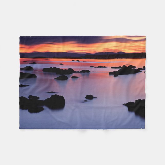 Sunrise at Mono Lake's Black Point Fleece Blanket (Front (Horizontal))