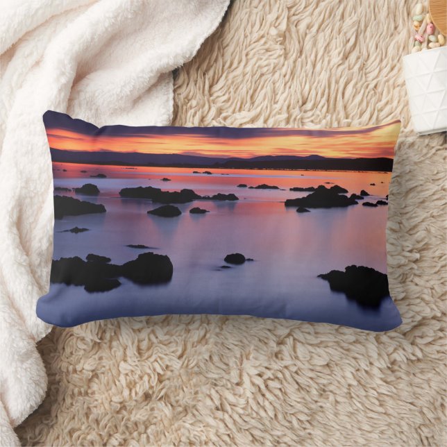 Sunrise at Mono Lake's Black Point Lumbar Pillow (Blanket)