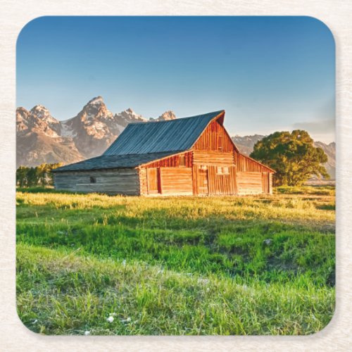 Sunrise at Moulton Barn Square Paper Coaster