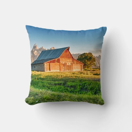 Sunrise at Moulton Barn Throw Pillow