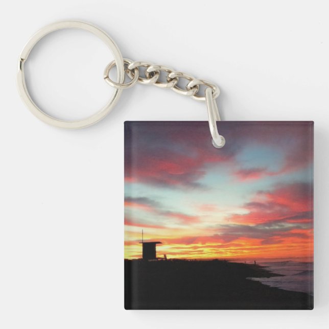 Sunrise at Newport Beach, CA Keychain (Front)